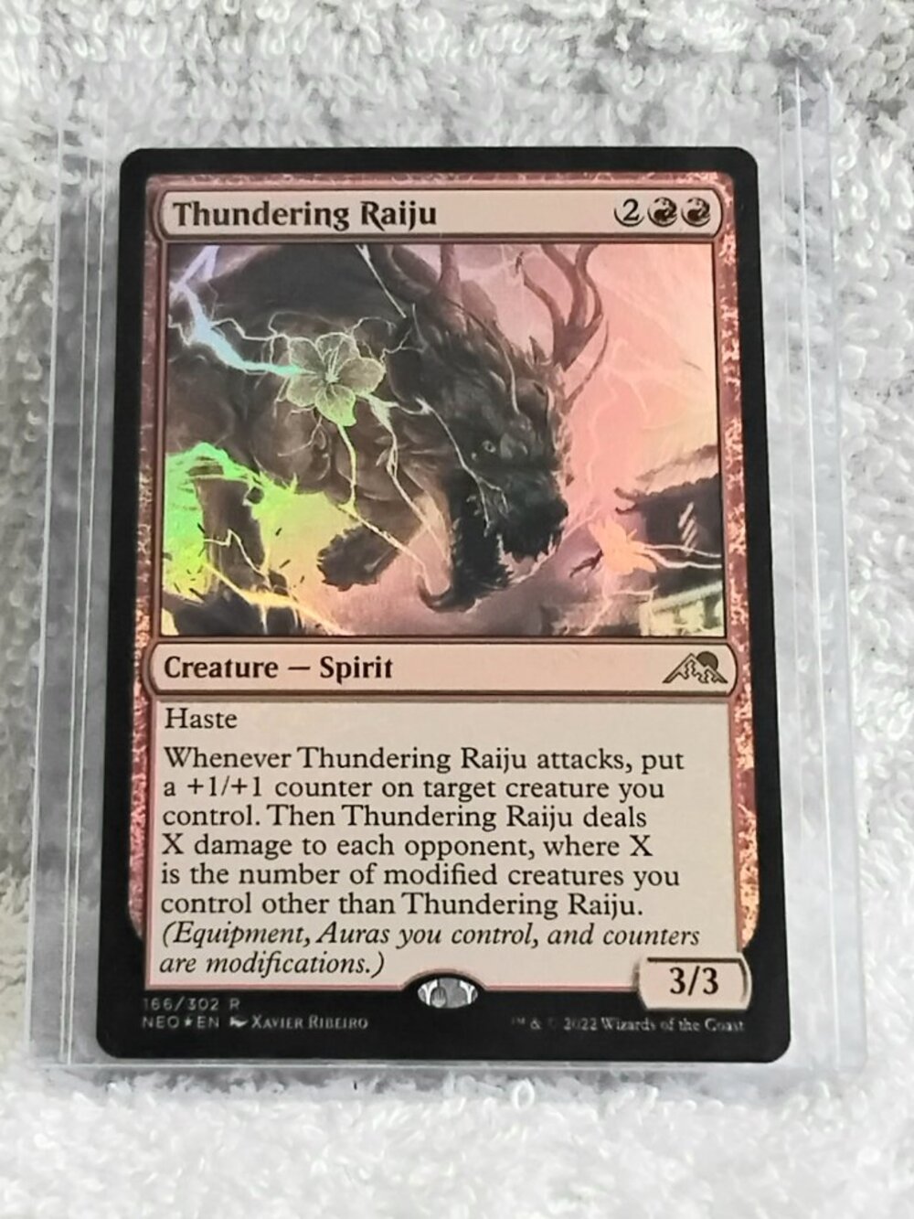 5/$20 Mint 2022 MTG Thundering Raiju Rare Holo Card 166/302 Deckmaster!!
